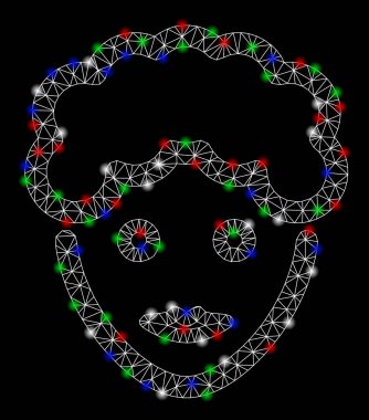 Parlak Mesh karkas kadın avatar yüz Flash Spotlar ile