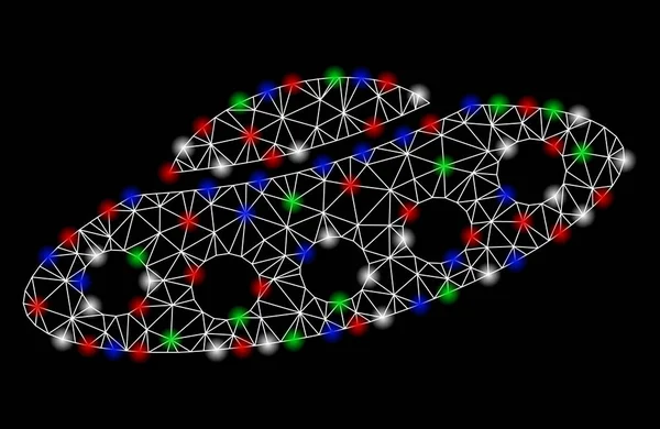 光スポットと明るいメッシュのカーカスエイリアンの訪問者の宇宙船 — ストックベクタ