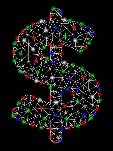 Jasne Mesh 2D Dolar amerykański z plamami Flare — Wektor stockowy