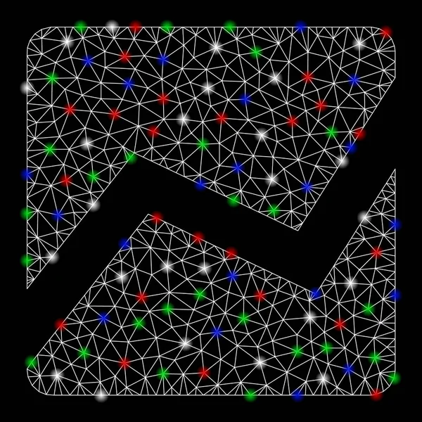 Gráfico analítico de carcasa de malla brillante con puntos de luz — Vector de stock