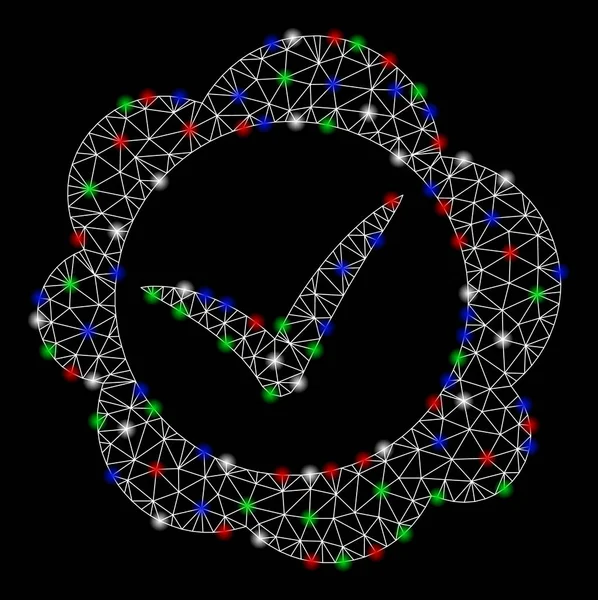 明るいメッシュワイヤーフレームは、フラッシュスポットとスタンプを承認しました — ストックベクタ