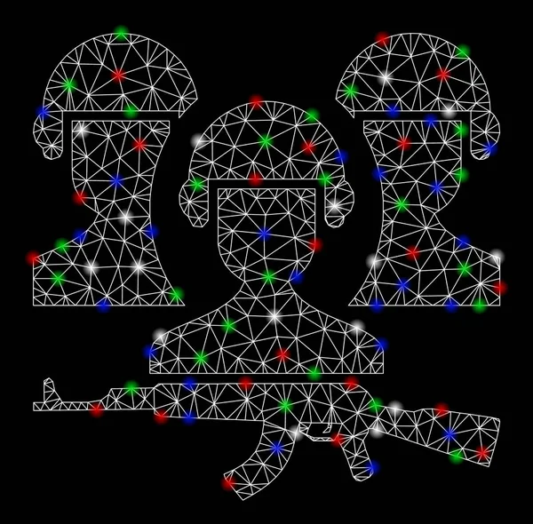 光のスポットと明るいメッシュ2d 軍 — ストックベクタ