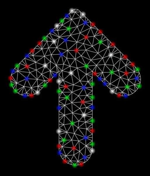 Pfeil nach oben mit hellen Mesh-Karkasse mit Blitzflecken — Stockvektor