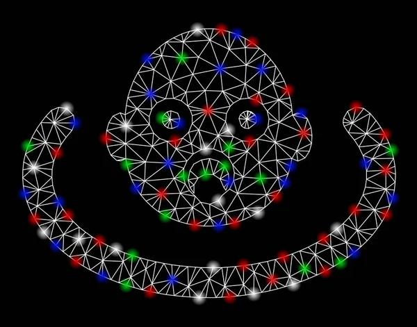 フレアスポットが付いている明るい網ネットワークの赤ん坊の環境 — ストックベクタ