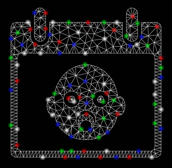 Parlak kafes tel çerçeve bebek Head takvim gün Flash Spotlar ile