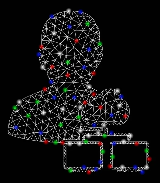 フラッシュスポットを備えた明るいメッシュ2d ネットワーク管理者 — ストックベクタ