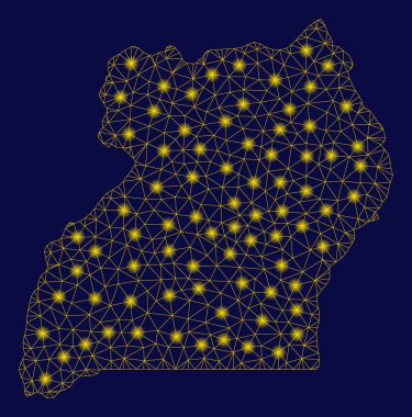 Flash Spotlar ile sarı Mesh 2D Uganda Haritası