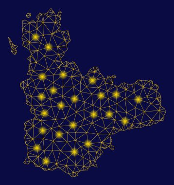 Sarı mesh ağ Valladolid Province haritası ile Flash Spotlar