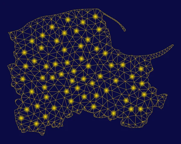 Mapa de Voivodia da Pomerânia de Rede de Malha Amarela com Lugares de Luz —  Vetores de Stock