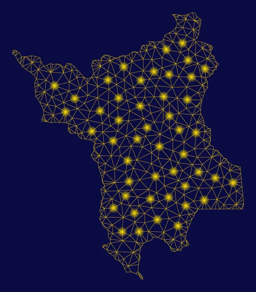 Rede de malha amarela Roraima Mapa do Estado com Flash Spots —  Vetores de Stock