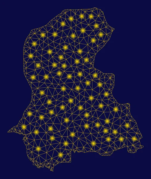 Geel netwerk Pakistan provincie kaart met flare spots — Stockvector