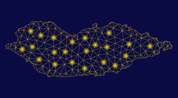 Rede de malha amarela Mapa da ilha de Socotra com pontos de inflamação —  Vetores de Stock