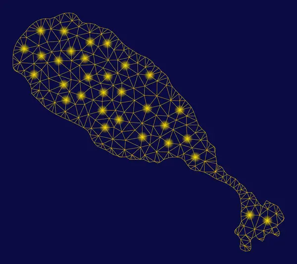 Rede de malha amarela Mapa da ilha de São Cristóvão com pontos de luz —  Vetores de Stock