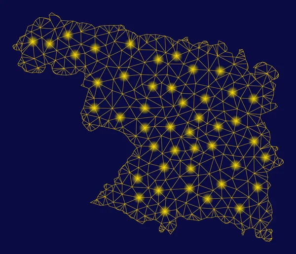 Red de malla amarilla Mapa de la provincia de Zamora con Flash Spots — Vector de stock