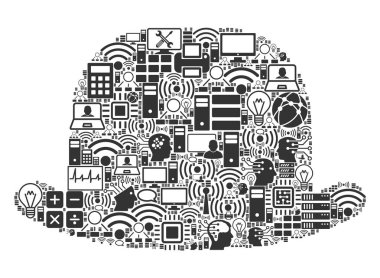 BigData ve Computing için Gentleman şapka kolaj simgesi