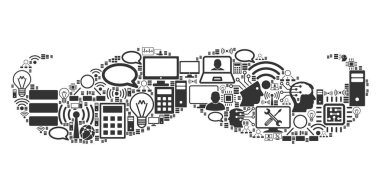 BigData ve Computing için centilmen bıyık kolaj simgesi