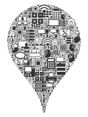 BigData ve Computing için harita pointer mozaik simgesi