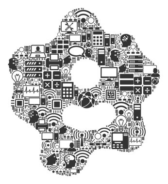 BigData ve Computing için microbe mozaik simgesi