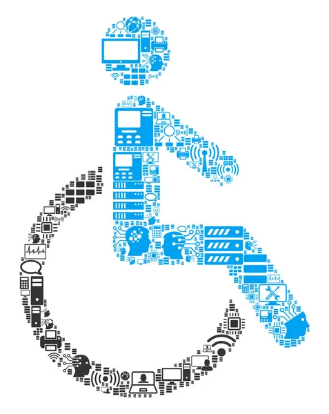 Disabled Person Collage Icon for BigData and Computing — Stock Vector