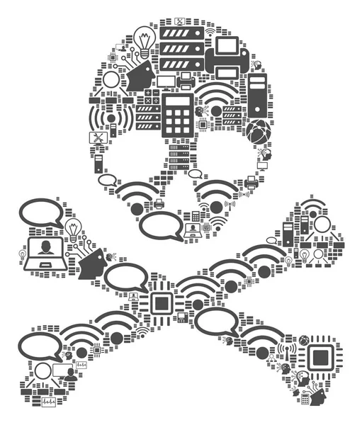 Caveira e Crossbones Mosaic Ícone para BigData e Computação —  Vetores de Stock