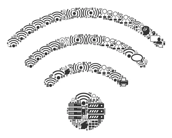 Wi-Fi Source Mosaic Icon for BigData and Computing — Stock Vector