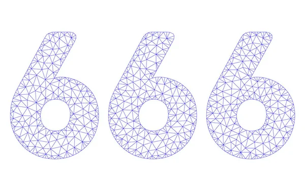 666 basamak metin Çokgen çerçeve vektör Mesh Illustration — Stok Vektör