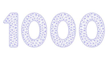 1000 basamak metin Çokgen çerçeve vektör Mesh Illustration