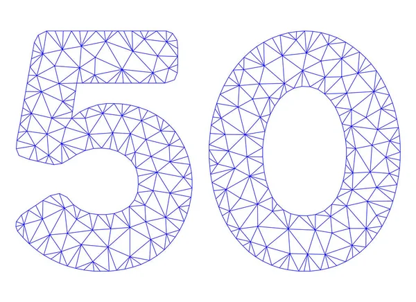 50 Digits Text Polygonal Frame Vector Mesh Illustration — Stock Vector