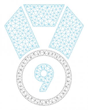 9. yer Madalyası Çokgen çerçeve vektör Mesh Illüstrasyon