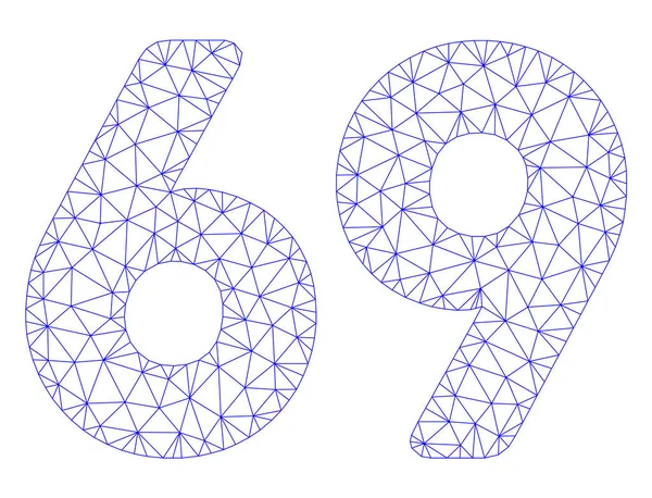 69 Digits Text Polygonal Frame Vector Mesh Illustration — Stock Vector