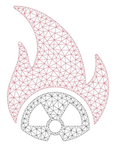 Ilustración de malla vectorial de marco poligonal de fuego atómico — Vector de stock