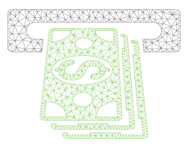 Illustration de maille vectorielle de cadre polygonal d'encaissement de guichet automatique — Image vectorielle
