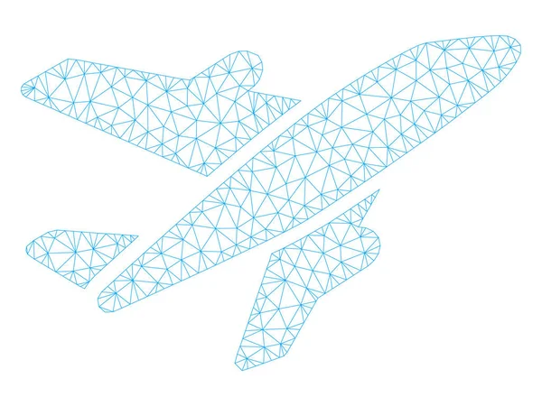 Aircraft Polygonal Frame Vector Mesh Illustration — Stock Vector