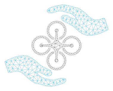 Hava Copter bakım eller Çokgen çerçeve vektör Mesh Illüstrasyon