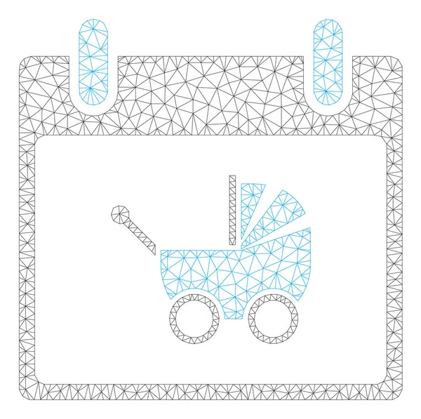 Bebis vagn kalender dag Polygonal Frame vektor mesh illustration — Stock vektor