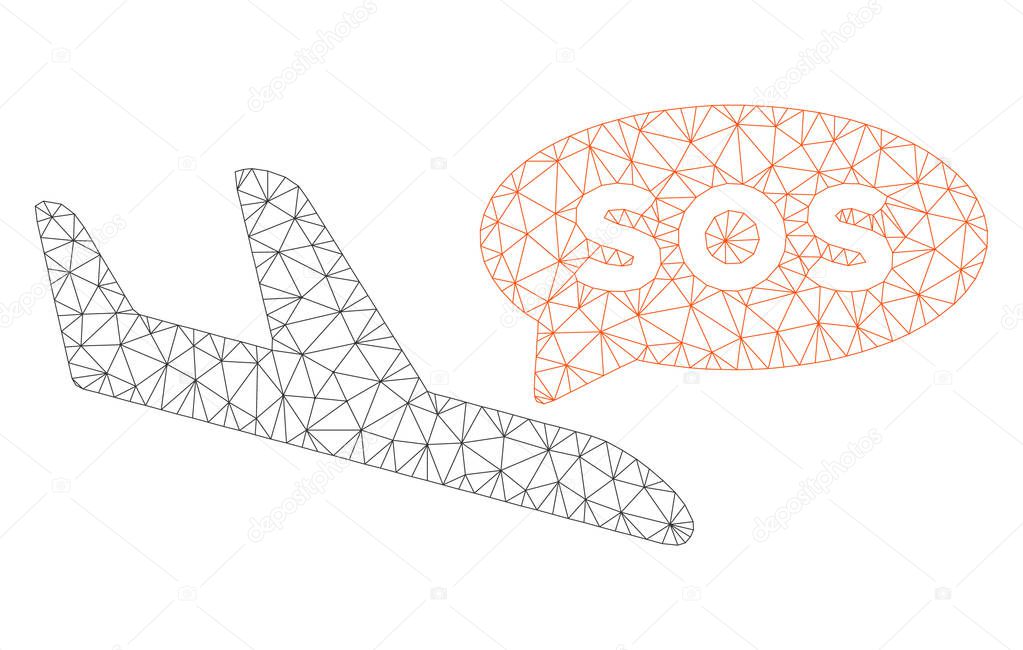 Airplane Sos Message Polygonal Frame Vector Mesh Illustration
