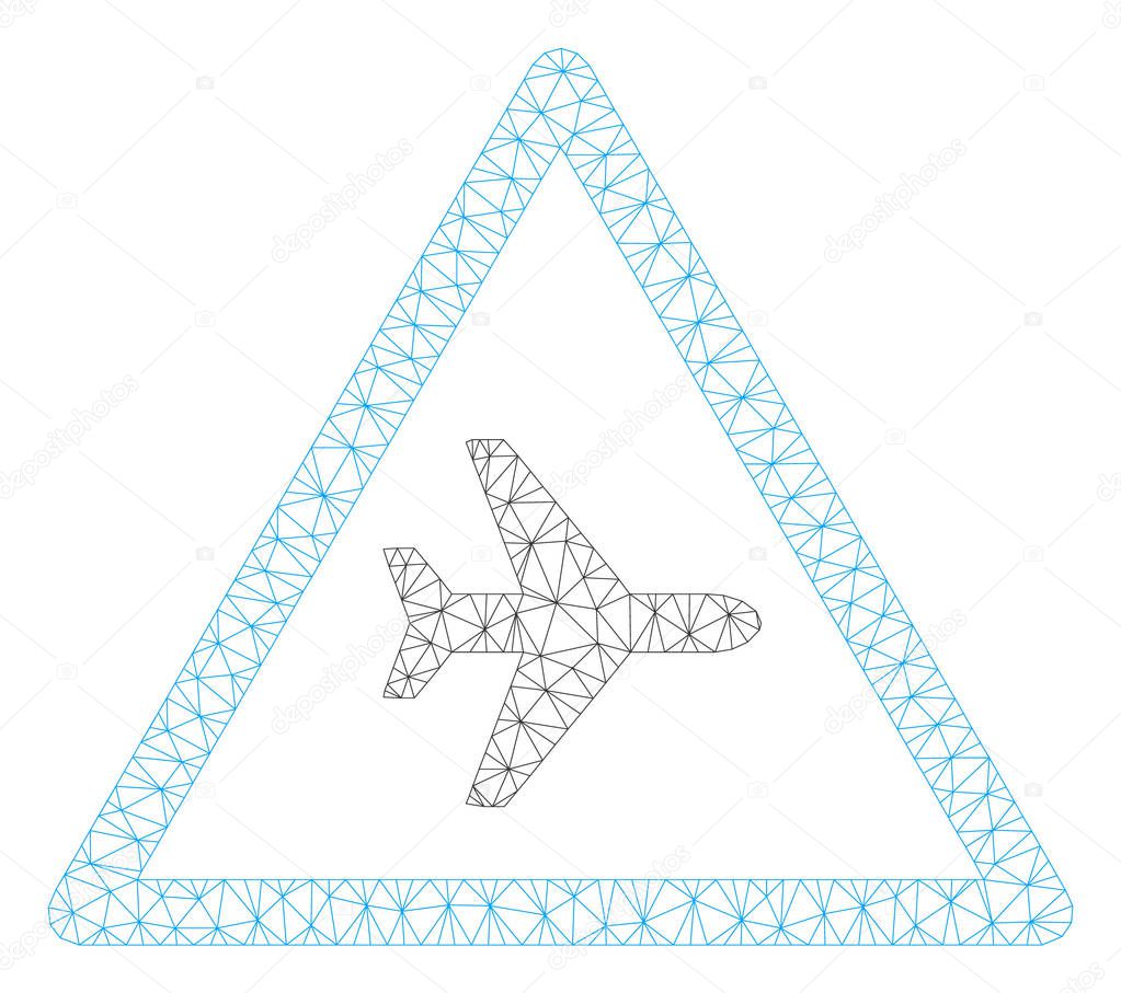 Airplane Danger Polygonal Frame Vector Mesh Illustration