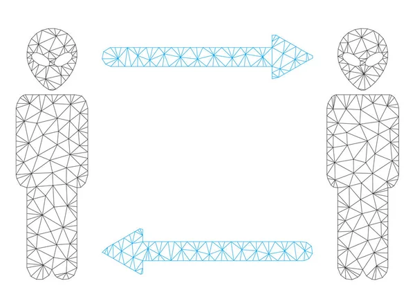 Illustration de maille vectorielle de cadre polygonal de flèches d'échange extraterrestre — Image vectorielle