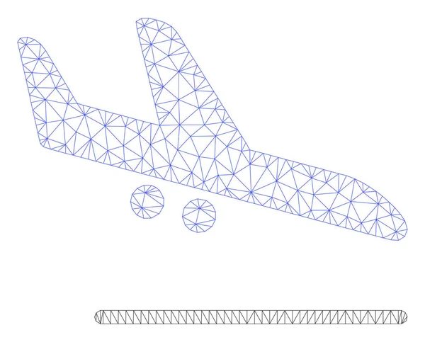 Flugzeug Landung polygonalen Rahmen Vektor Netz Illustration — Stockvektor