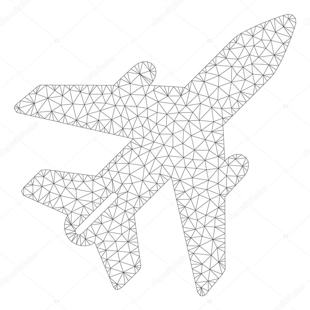 Airplane Polygonal Frame Vector Mesh Illustration