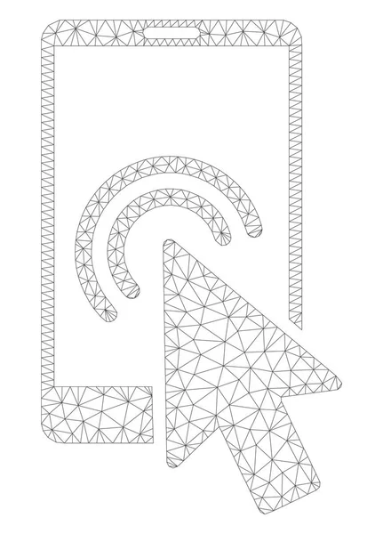 Arrow dubbel klick smartphone Polygonal Frame vektor mesh illustration — Stock vektor
