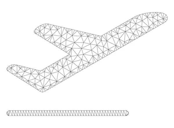 Flugzeug Abflug Polygon Rahmen Vektor Netz Illustration — Stockvektor