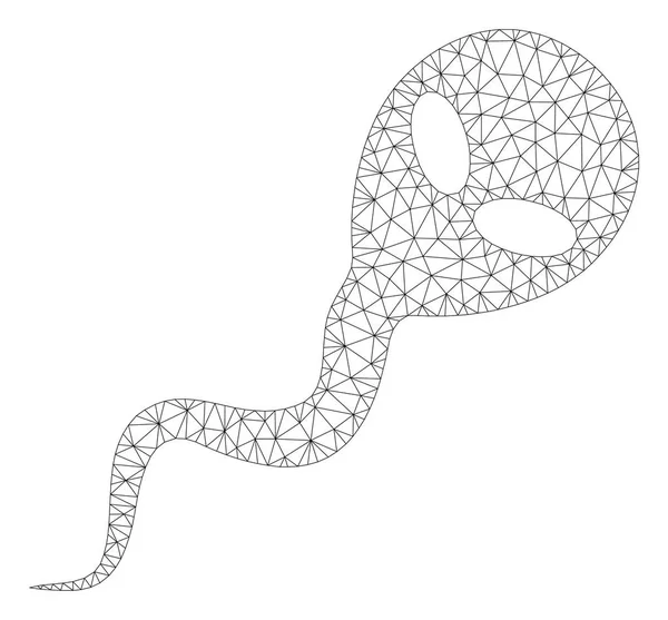 Alien-Spermatozoon polygonale Rahmenvektornetzabbildung — Stockvektor