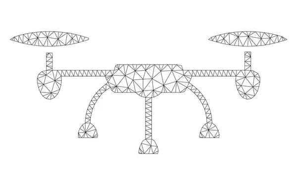 Air Drone Polygonal Frame Vector Mesh Illustration — Stock Vector