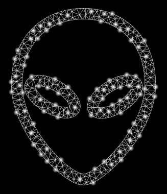 Parlama Noktalar ile Parlak Örgü Tel Çerçeve Alien