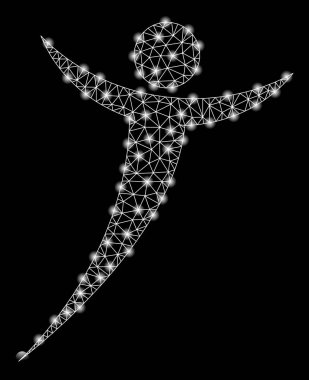 Parlama Spotlar ile parlak mesh ağ soyut adam