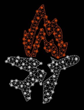 Işık Noktalar ile Parlak Örgü Tel Çerçeve Uçak Yanık