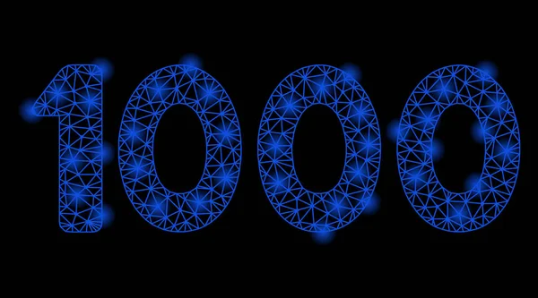 Texte lumineux de maille 2D 1000 chiffres avec des taches éclair — Image vectorielle