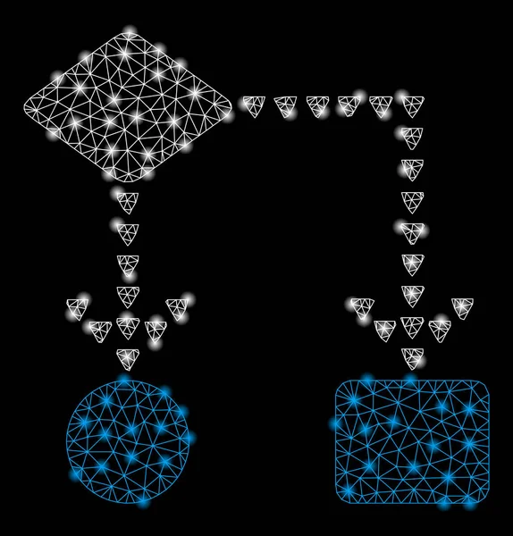 Helles Mesh-Karkasse-Algorithmus-Flussdiagramm mit Flare Spots — Stockvektor