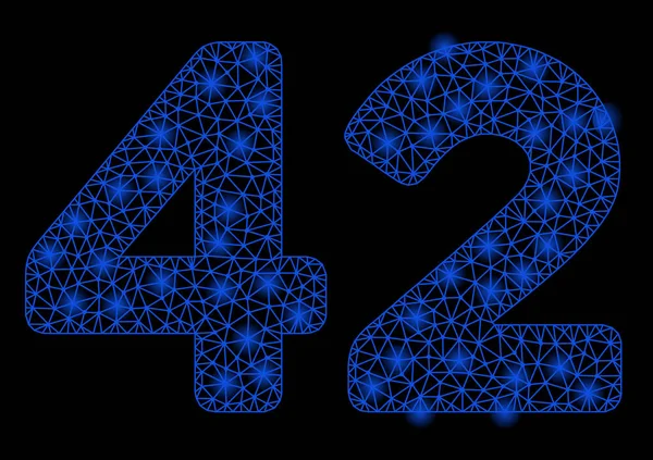 Bright Mesh Network 42 Digits Text with Flare Spots — 스톡 벡터